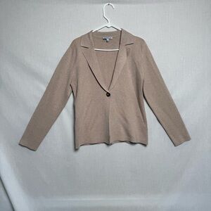 NorthStyle Women’s Knit Blazer Cardigan Size S Tan Beige Button Front Rayon Nylo